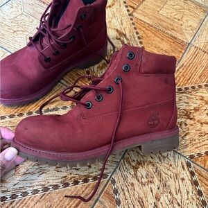 Timberland Burgundy Lace-Up Boots